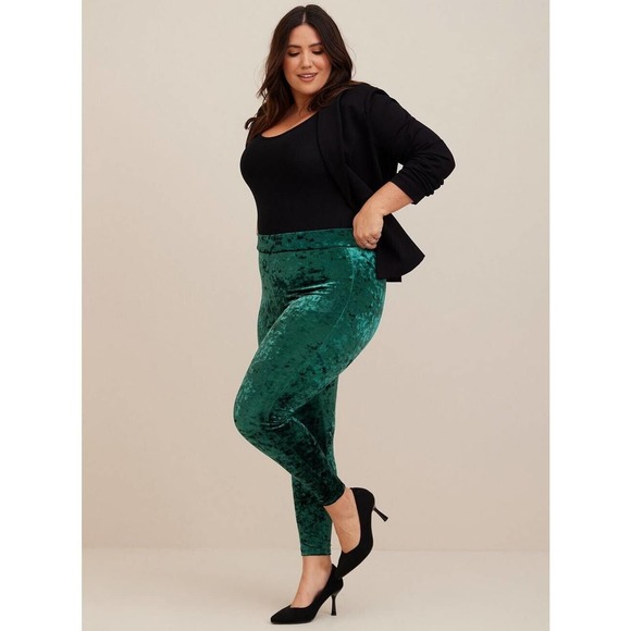 torrid Pants - Torrid Full Length Signature Waist Crushed Velvet Legging Green Plus Size 3 3X